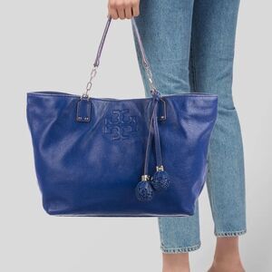 Tory Burch Thea Ball Tassel Tote - Blue Totes, Handbags